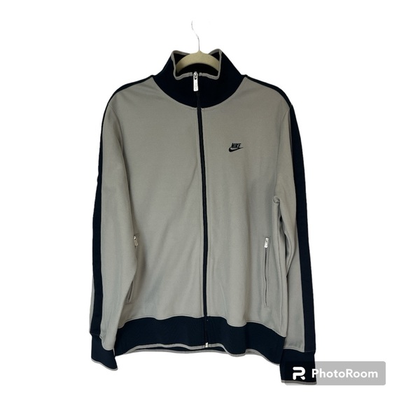 Mens Nike Track Jacket Full zip size Large Cotton blend grey/navy - Picture 14 of 15